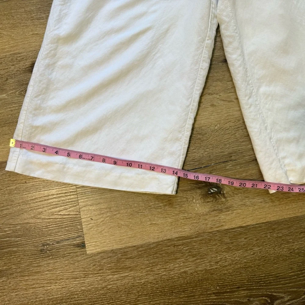 Womens Linen Wide Leg Pants XL White Minimalist Cropped‎ Breathable Coastal - Picture 10 of 13